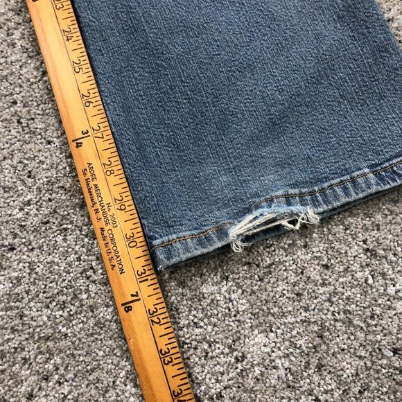 Levis Pants Womens 13 Juniors Blue 518 Super Low Bootcut Distress Jeans 34x31 - Picture 10 of 12
